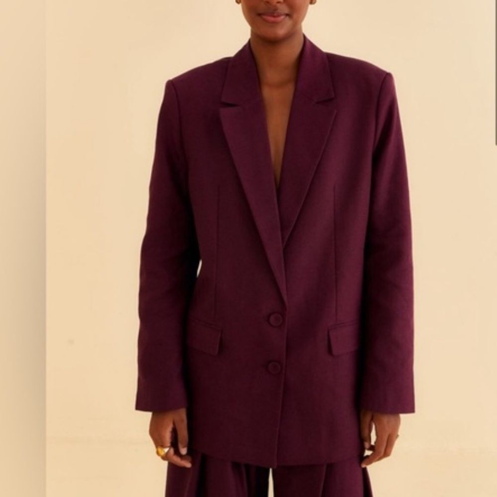 Farm Rio Burgundy straight blazer M